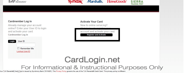TJ Maxx Credit Card Register and Activate