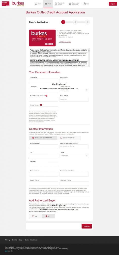 Burkes Outlet Credit Card Online Application