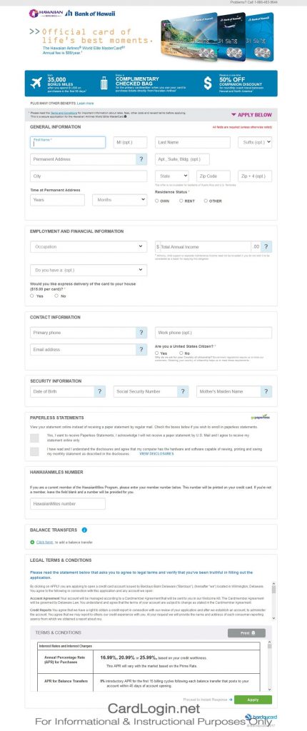How To Apply For Bank of Hawaii Hawaiian Airlines World Elite MasterCard